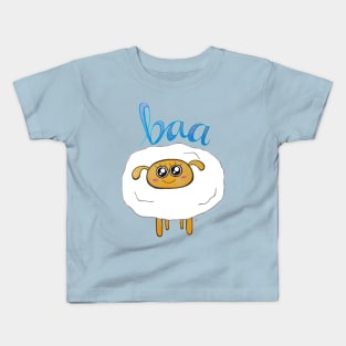 Baa Baa Cute Sheep - A Happy Kawaii White Sheep Kids T-Shirt